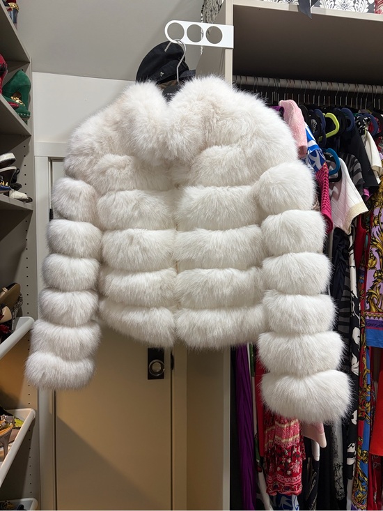 LoveShackFancy Jackets & Blazers - LoveShackFancy White Plush Faux Fur Cropped Jacket